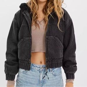 AE Denim Sherpa Bomber Jacket